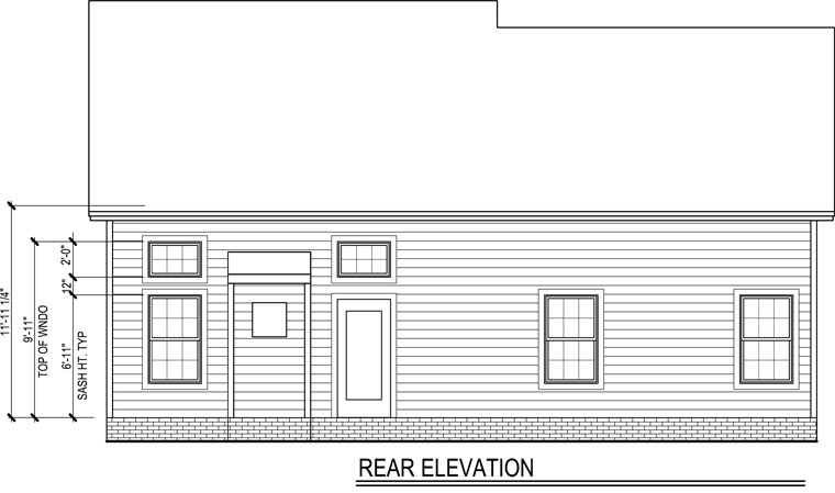 Traditional Rear Elevation of Plan 54858