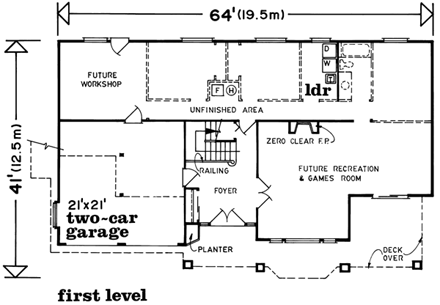 House Plan 55004 First Level Plan