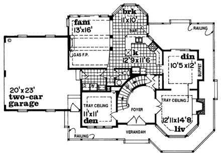 House Plan 55006 First Level Plan