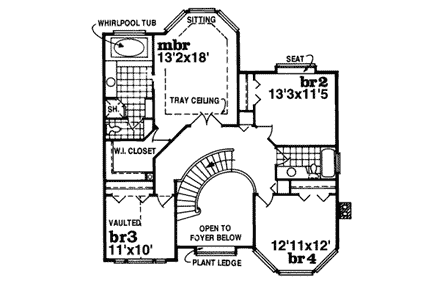 House Plan 55006 Second Level Plan