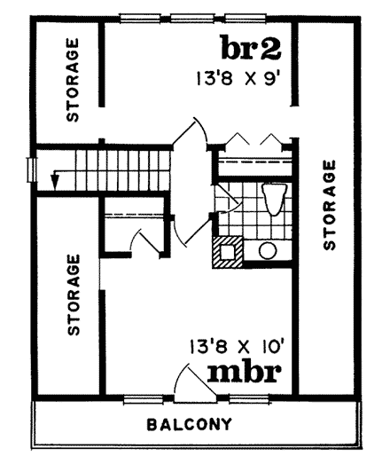 House Plan 55007 Second Level Plan