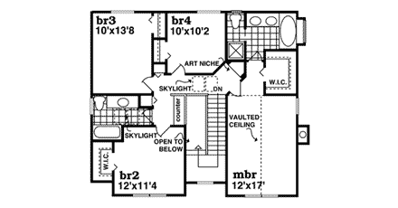 House Plan 55018 Second Level Plan