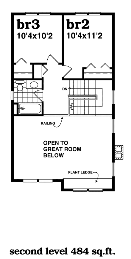 House Plan 55028 Second Level Plan