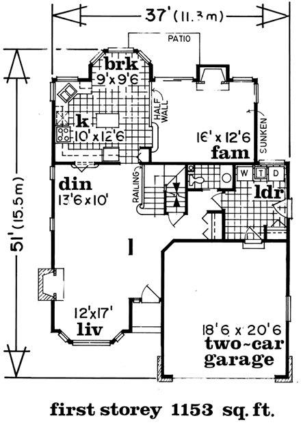 House Plan 55037 First Level Plan