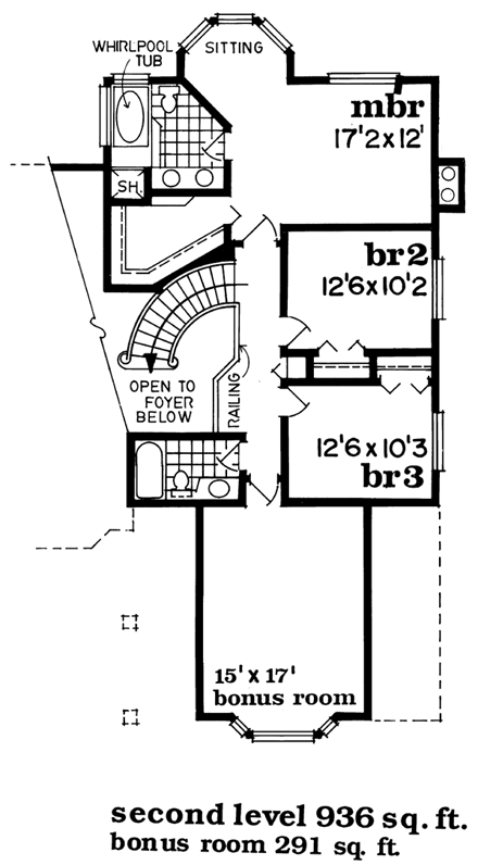 House Plan 55045 Second Level Plan