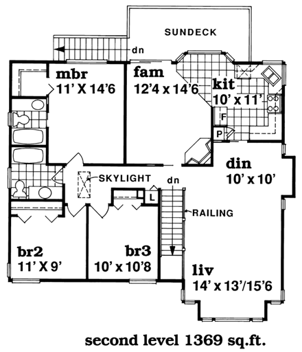 House Plan 55089 Second Level Plan