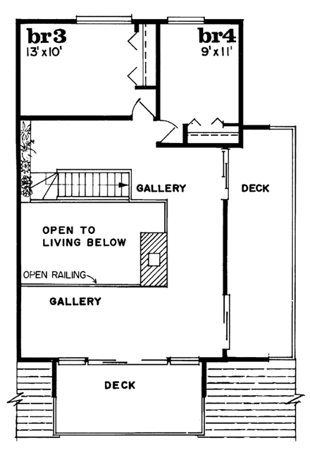 House Plan 55128 Second Level Plan