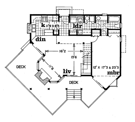 House Plan 55129 First Level Plan