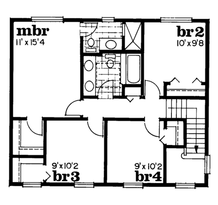 House Plan 55159 Second Level Plan