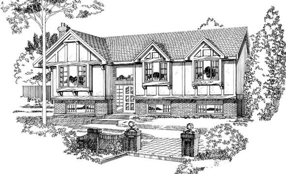 Tudor House Plan 55192 with 3 Beds, 2 Baths Elevation