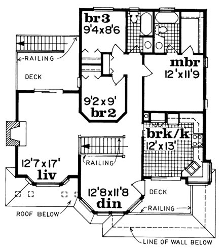 House Plan 55203 Second Level Plan