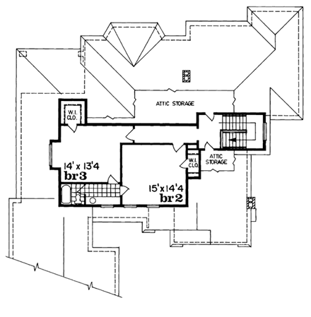 House Plan 55249 Second Level Plan