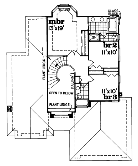 House Plan 55308 Second Level Plan
