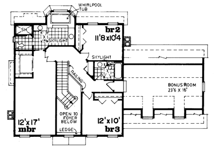House Plan 55309 Second Level Plan