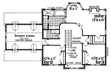 House Plan 55320 Second Level Plan