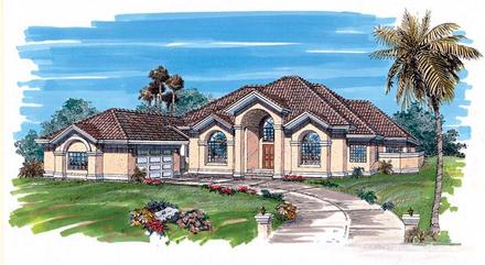 Mediterranean One-Story Elevation of Plan 55327