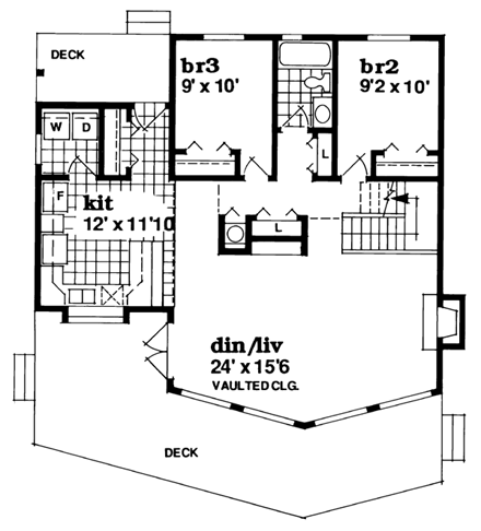 House Plan 55342 First Level Plan