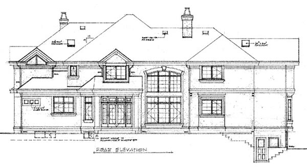 Mediterranean Plan with 4829 Sq. Ft., 4 Bedrooms, 5 Bathrooms, 3 Car Garage Rear Elevation