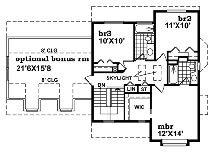 House Plan 55363 Second Level Plan