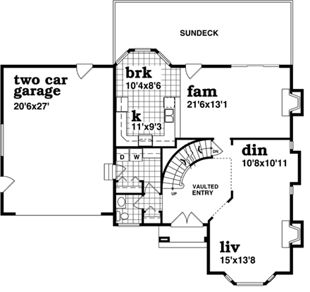 House Plan 55392 First Level Plan