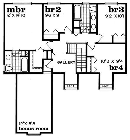 House Plan 55432 Second Level Plan