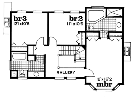 House Plan 55439 Second Level Plan