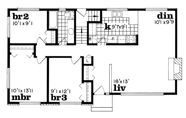 One-Story Ranch Level One of Plan 55486