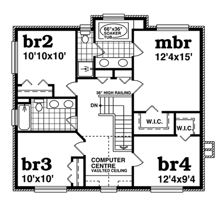 House Plan 55489 Second Level Plan