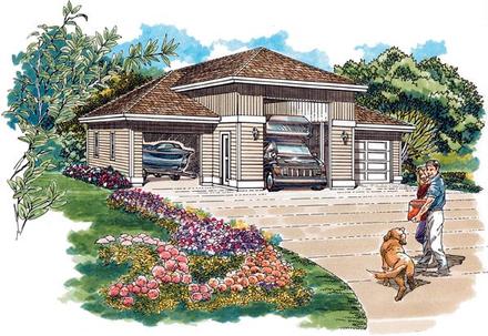 Garage Plan 55539 - 3 Car Garage Elevation