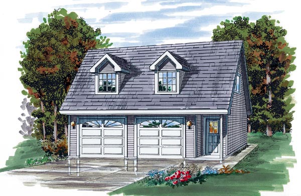 Cape Cod Style 2 Car Garage Plan 55541