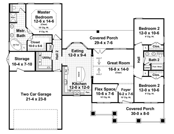 Cottage Country Craftsman Southern Level One of Plan 55600