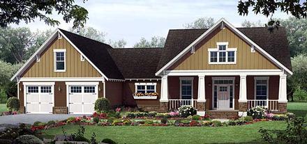 Cottage Country Craftsman Southern Elevation of Plan 55601