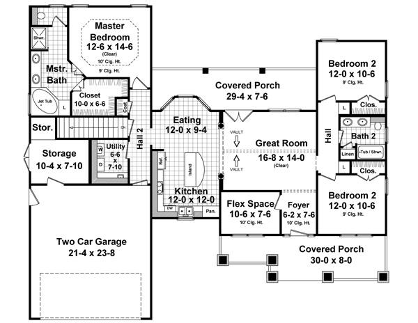 Cottage Country Craftsman Level One of Plan 55603