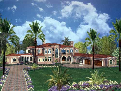 Mediterranean Plan with 11027 Sq. Ft., 7 Bedrooms, 9 Bathrooms, 4 Car Garage Elevation