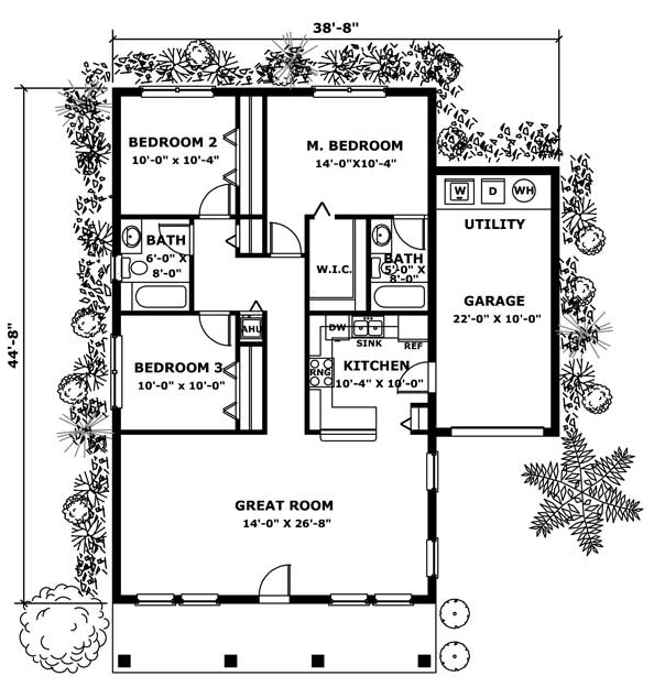 Narrow Lot One-Story Level One of Plan 55703