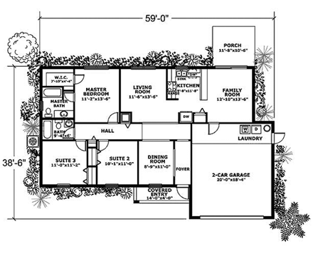 House Plan 55708 First Level Plan