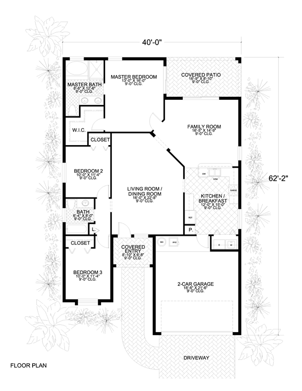 Narrow Lot One-Story Level One of Plan 55711