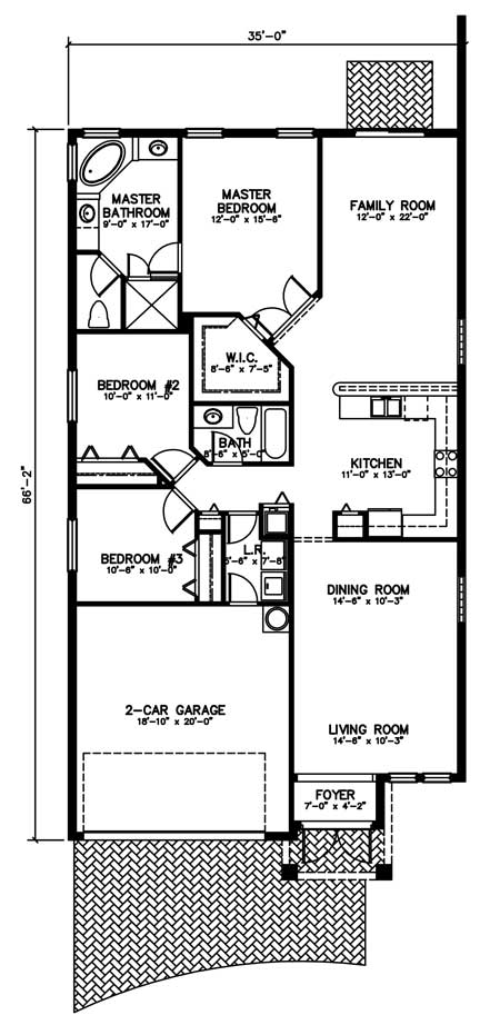 Narrow Lot One-Story Level One of Plan 55717