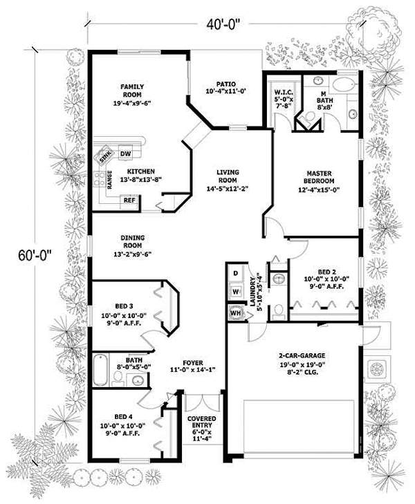 Narrow Lot One-Story Level One of Plan 55718