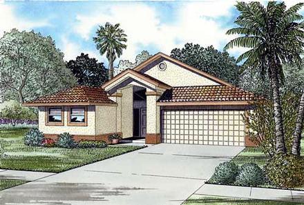 Narrow Lot One-Story Elevation of Plan 55718