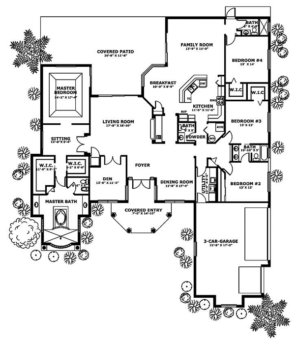 Mediterranean One-Story Level One of Plan 55733