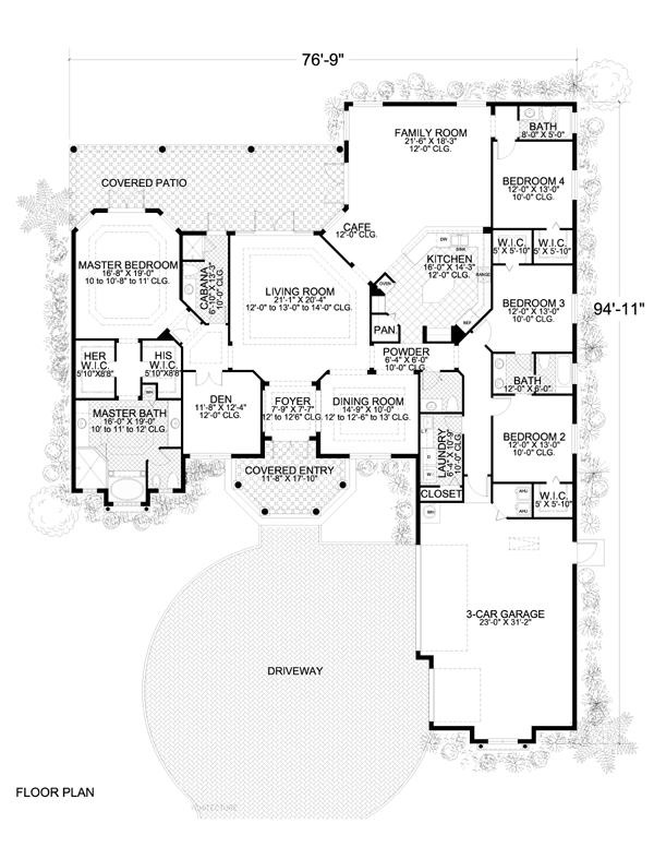 Mediterranean One-Story Level One of Plan 55738
