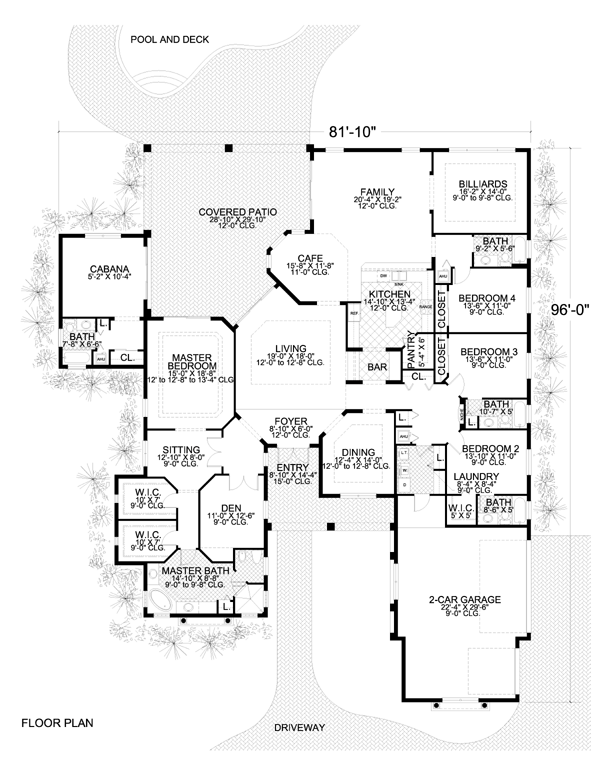 Mediterranean One-Story Level One of Plan 55750