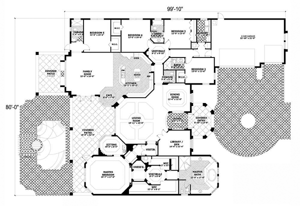 Mediterranean One-Story Level One of Plan 55751