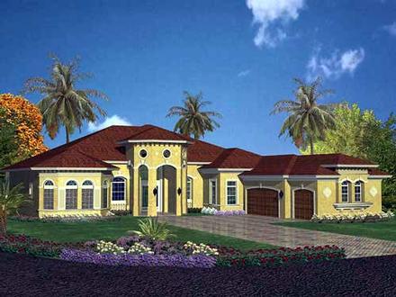 Mediterranean One-Story Elevation of Plan 55751