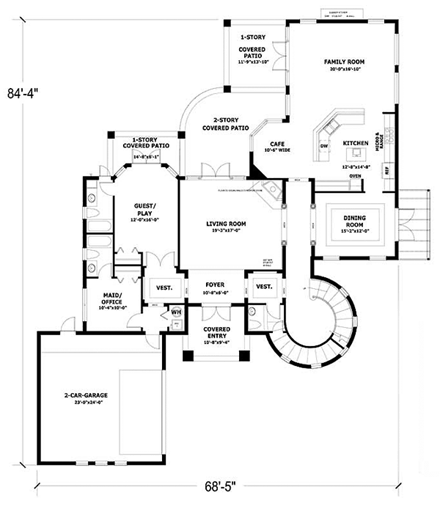 House Plan 55753 First Level Plan