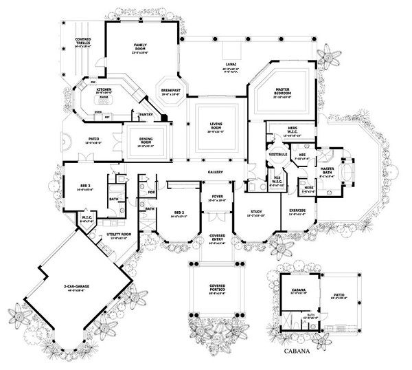 Mediterranean One-Story Level One of Plan 55756