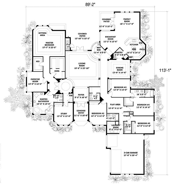 House Plan 55772 One Story Style With 5131 Sq Ft 5 Bed 5 Bath