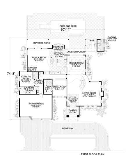 House Plan 55773 First Level Plan