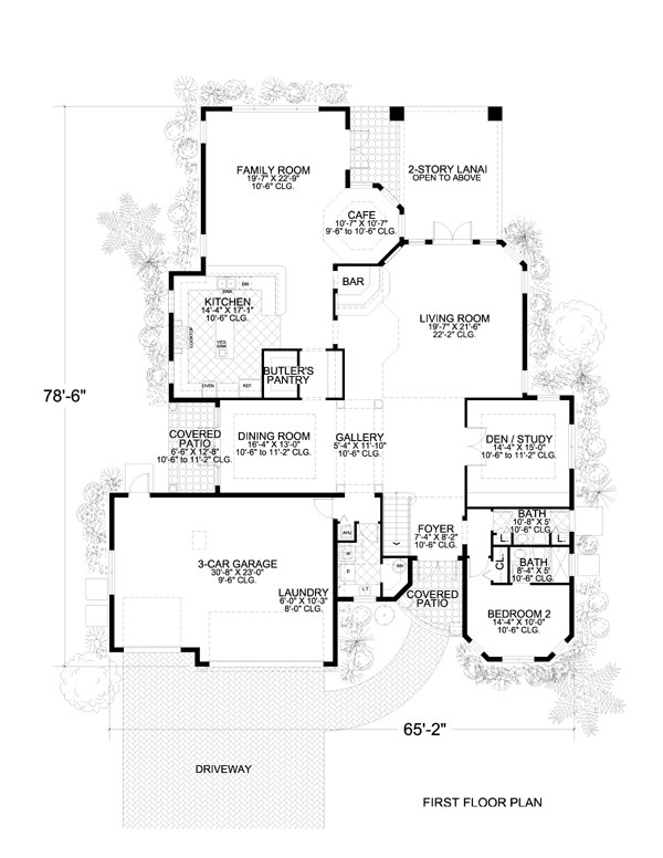 Mediterranean One-Story Level One of Plan 55775